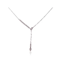 Серебряное колье, 42, 2.2 g, Серебро 925 проба, родий (покрытие), Цирконы, Регулируемая длина