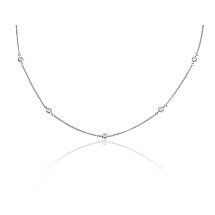 Серебряное колье, 42, 2.6 g, Серебро 925 проба, родий (покрытие), Цирконы, Регулируемая длина