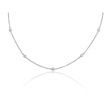 Серебряное колье, 42, 2.7 g, Серебро 925 проба, родий (покрытие), Цирконы, Регулируемая длина