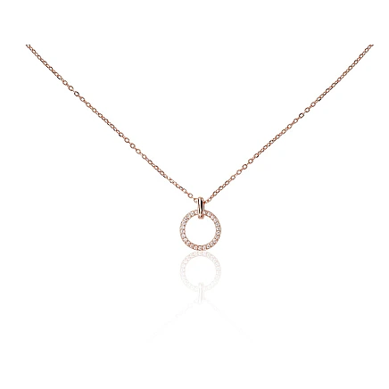 Gold plated,  - Silver necklace, 42, 1.9 g, Silver 925 fineness, red gold (Plating), Zirkons, Variable length