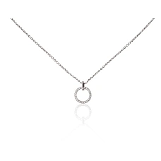 Silver necklace, 42, 1.9 g, Silver 925 fineness, Rhodium (Plating), Zirkons, Variable length