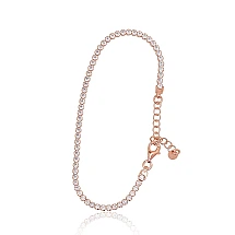 Silver bracelet, 17, 3.8 g, Silver 925 fineness, red gold (Plating), Zirkons, Variable length