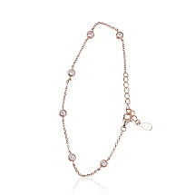 Silver bracelet, 17, 2.1 g, Silver 925 fineness, red gold (Plating), Zirkons, Variable length