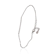 Серебряный браслет, 17, 1.2 g, Серебро 925 проба, родий (покрытие), Цирконы, Регулируемая длина