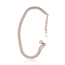 Silver bracelet, 17, 5.6 g, Silver 925 fineness, red gold (Plating), Zirkons, Variable length