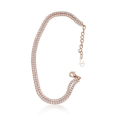 Серебряный браслет, 17, 5.7 g, Серебро 925 проба, красное золото (покрытие), Цирконы, Регулируемая длина