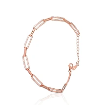Silver bracelet, 17, 5.7 g, Silver 925 fineness, red gold (Plating), Zirkons, Variable length