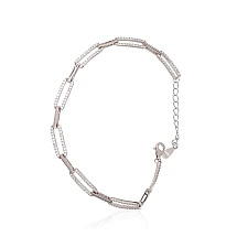 Silver bracelet, 17, 5.6 g, Silver 925 fineness, Rhodium (Plating), Zirkons, Variable length