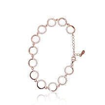 Silver bracelet, 17, 5.4 g, Silver 925 fineness, red gold (Plating), Zirkons, Variable length