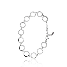 Silver bracelet, 17, 5.3 g, Silver 925 fineness, Rhodium (Plating), Zirkons, Variable length