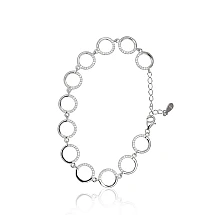 Silver bracelet, 17, 5.4 g, Silver 925 fineness, Rhodium (Plating), Zirkons, Variable length