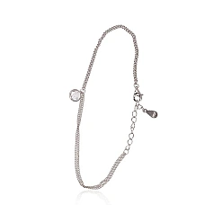 Серебряный браслет, 17, 2 g, Серебро 925 проба, родий (покрытие), Цирконы, Регулируемая длина