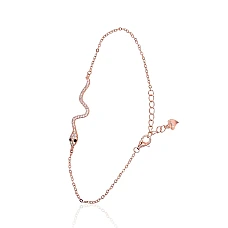 Серебряный браслет, 17, 1.7 g, Серебро 925 проба, красное золото (покрытие), Цирконы, Регулируемая длина