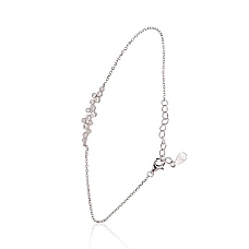 Серебряный браслет, 17, 1.7 g, Серебро 925 проба, родий (покрытие), Цирконы, Регулируемая длина
