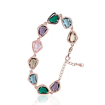 Silver bracelet, 17, 8.3 g, Silver 925 fineness, red gold (Plating), Zirkons, Variable length