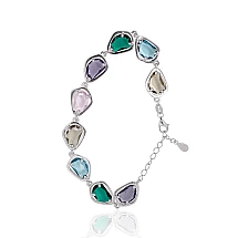 Silver bracelet, 17, 8.3 g, Silver 925 fineness, Rhodium (Plating), Zirkons, Variable length
