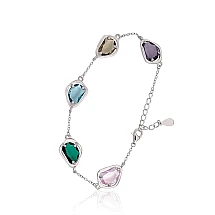 Silver bracelet, 17, 4.9 g, Silver 925 fineness, Rhodium (Plating), Zirkons, Variable length