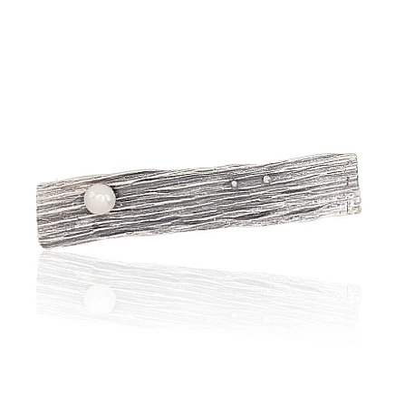 Brooch,  - Silver brooch, 13.1 g, Silver 925 fineness, oxide (Plating), Fresh-water Pearl