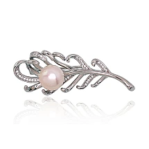 Silver brooch, 7.5 g, Silver 925 fineness, Rhodium (Plating), Zirkons , Fresh-water Pearl