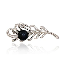 Серебряная брошь, 7.8 g, Серебро 925 проба, родий (покрытие), Цирконы , Жемчуг
