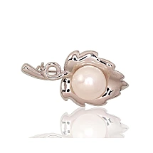 Серебряная брошь, 6.4 g, Серебро 925 проба, родий (покрытие), Жемчуг