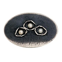 Серебряная брошь, 9.4 g, Серебро 925 проба, оксид (покрытие), Жемчуг