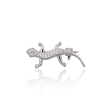 Серебряная брошь, 2 g, Серебро 925 проба, родий (покрытие), Цирконы