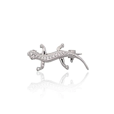Silver brooch, 2 g, Silver 925 fineness, Rhodium (Plating), Zirkons