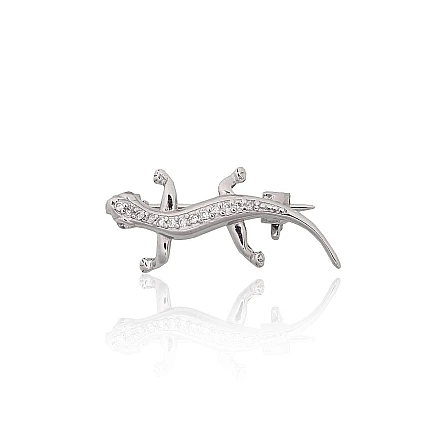 Brooch,  - Silver brooch, 2 g, Silver 925 fineness, Rhodium (Plating), Zirkons