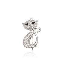 Серебряная брошь, 2.8 g, Серебро 925 проба, родий (покрытие), Цирконы