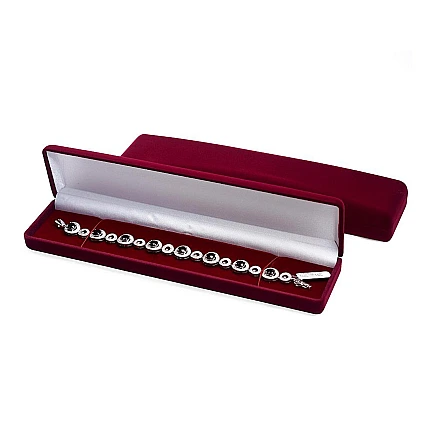 Aproce / Ķēdīte / Pulkstenis,  - Davanu kārbiņa, krāsa: Bordo, 21.5 x 4.8 x 2.4 mm