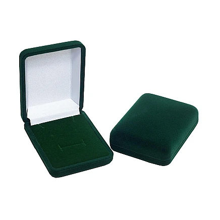 Pendant + Chain / Earrings + Pendant,  - Gift box, color: Green, 8 x 6 x 2.7 mm