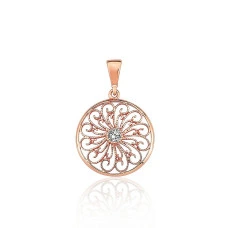 Gold pendant, 0.99 g, Red Gold 585 fineness, Zirkons