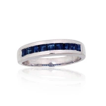 Серебряное кольцо, 17.5, 3.3 g, Серебро 925 проба, родий (покрытие), Сапфир