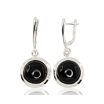 Silver earrings with 'english' lock, Silver 925 fineness, Onix