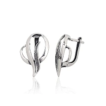 Silver earrings with 'english' lock, Silver 925 fineness, oxide (Plating)