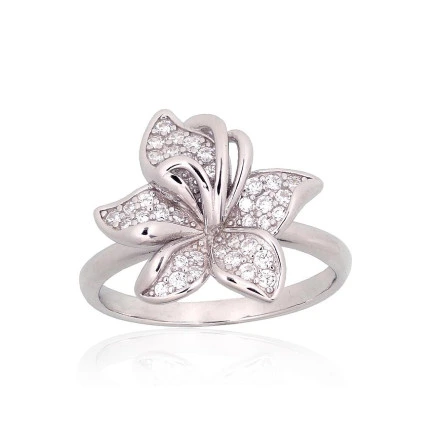Women,  - Silver ring, 17.5, 3.4 g, Silver 925 fineness, Rhodium (Plating), Zirkons