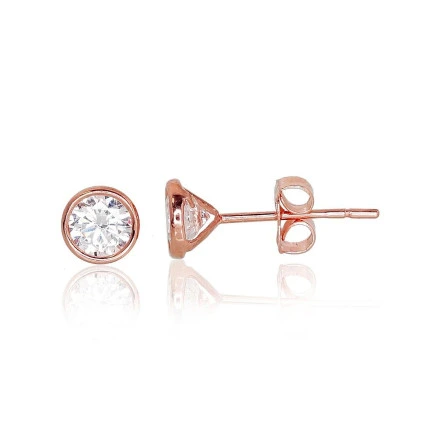 Classic Studs,  - Gold classic studs earrings, Red Gold 585 fineness, Zirkons