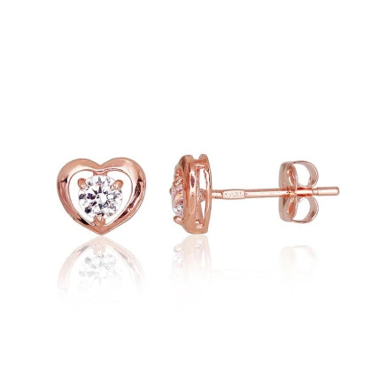 Classic Studs,  - Gold classic studs earrings, Red Gold 585 fineness, Zirkons