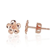 Gold classic studs earrings, Red Gold 585 fineness