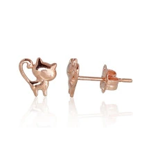 Gold classic studs earrings, Red Gold 585 fineness