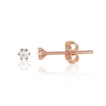 Gold classic studs earrings, Red Gold 585 fineness, Zirkons