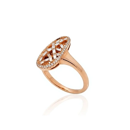 With precious stones,  - Gold ring, 17.5, 3.87 g, Red Gold 585 fineness, Diamonds