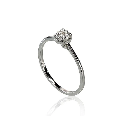 With precious stones,  - Gold ring, 16.5, 1.54 g, White Gold 585 fineness, Diamonds