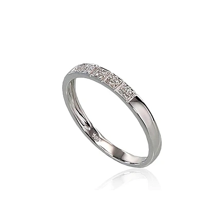 With precious stones,  - Gold ring, 18.5, 1.72 g, White Gold 585 fineness, Diamonds, Ring height 3mm
