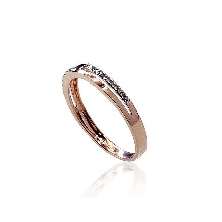 With precious stones,  - Gold ring, 16, 1.41 g, Red Gold 585 fineness, Rhodium (Plating) , Diamonds