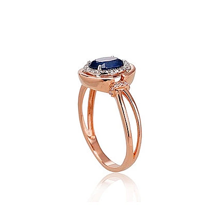 With precious stones,  - Gold ring, 17, 3.99 g, White/Red Gold 585 fineness, Diamonds , Sapphire