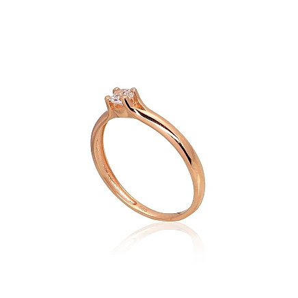 Engagement rings,  - Gold ring, 16, 1.23 g, Red Gold 585 fineness, Zirkons
