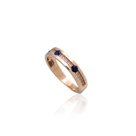Women,  - Gold ring, Red Gold 585 fineness, Zirkons