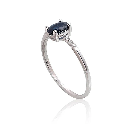 Lamour  collection,  - Gold ring, 16.5, 1.12 g, White Gold 585 fineness, Diamonds , Sapphire